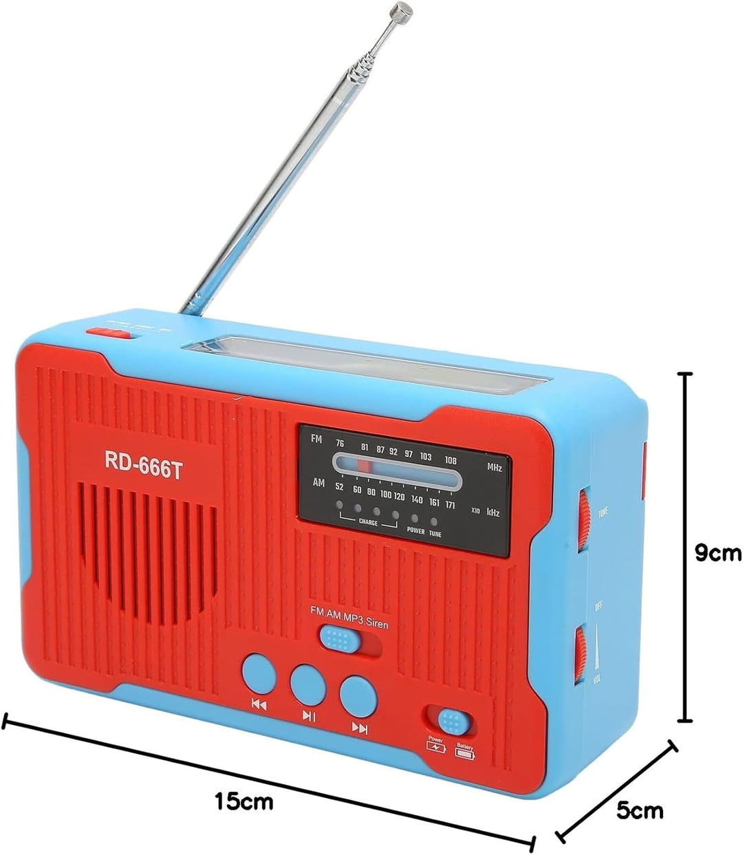 Notfallradio Solarbetriebenes Handkurbel-AM/FM-Multifunktions-Tragbares Radio mit LED-Taschenlampe f