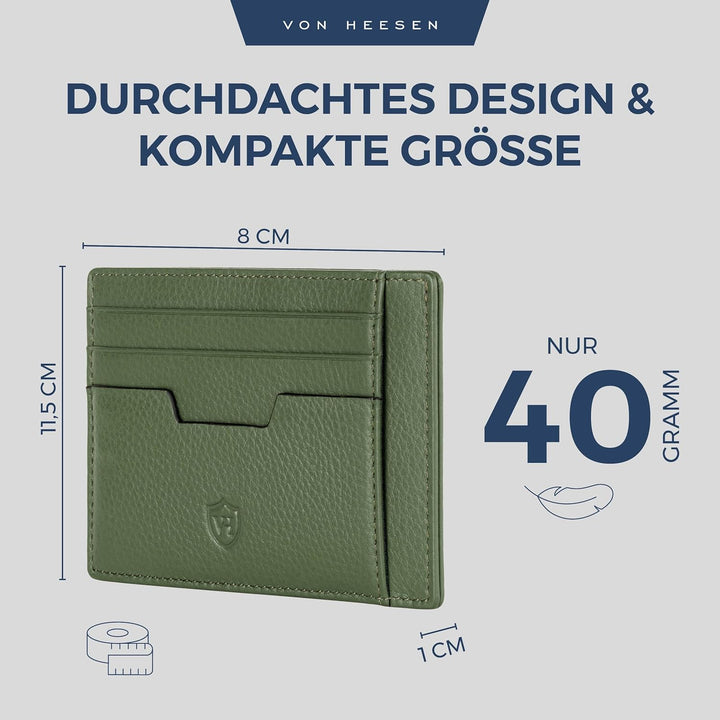 VON HEESEN® Echtleder RFID Kartenetui aus Nappa-Leder - 9 Fächer - Querformat Kreditkartenetui für D
