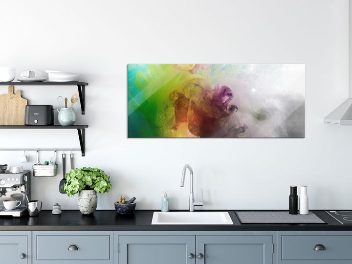 Glasbild Panorama | Wandbild aus Echtglas | mystisch verfärbte Wirbel | 120x50 cm | inkl. Aufhängung