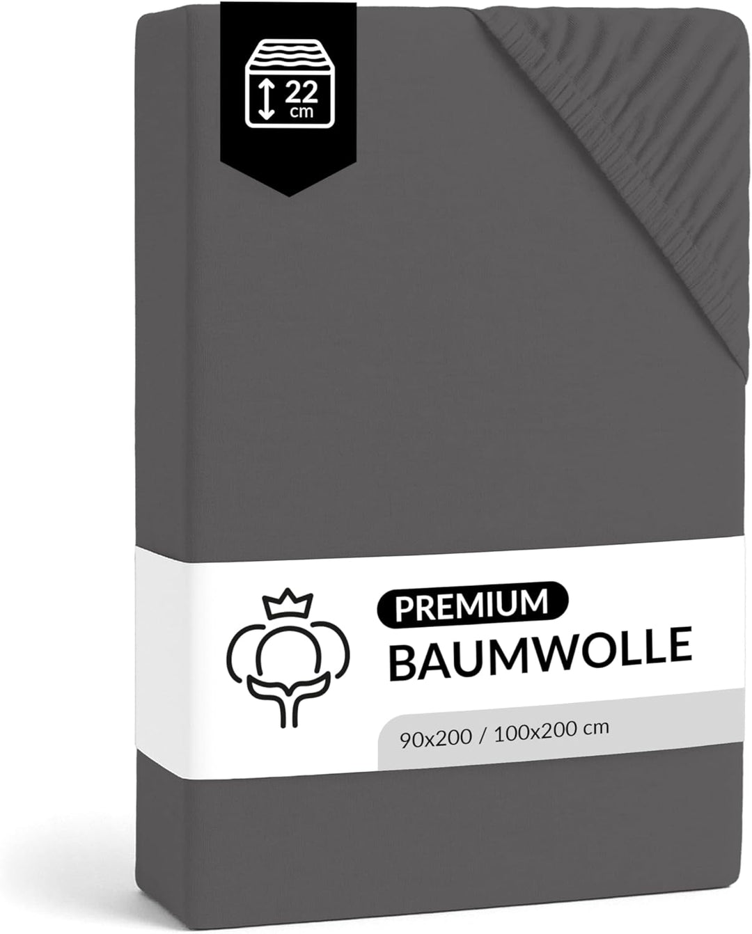 LARAWELL Spannbettlaken 90x200cm Baumwolle, bis 100x200, anthrazit, Graphit, Spannbetttuch aus extra
