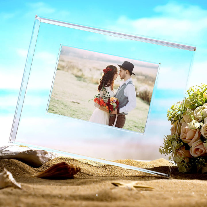 Queekay Hochzeitseinheit Sandzeremonie Bilderrahmen klar Acryl Sand Zeremonie Schattenbox mit Bilder