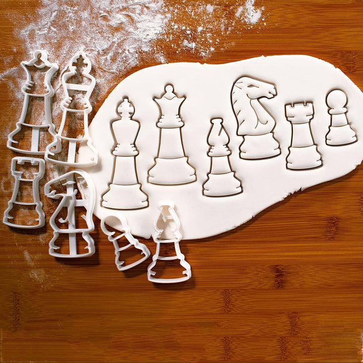 Satz von 6 Schachfiguren Ausstechformen (König, Dame, Türme, Springer, Läufer, und Bauern)
