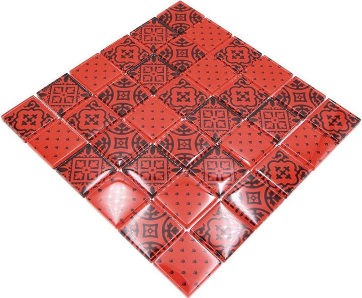 Mosaik Quadrat Crystal Optik rot Glasmosaik Transluzent Transparent 3D, Mosaikstein Format: 48x48x8