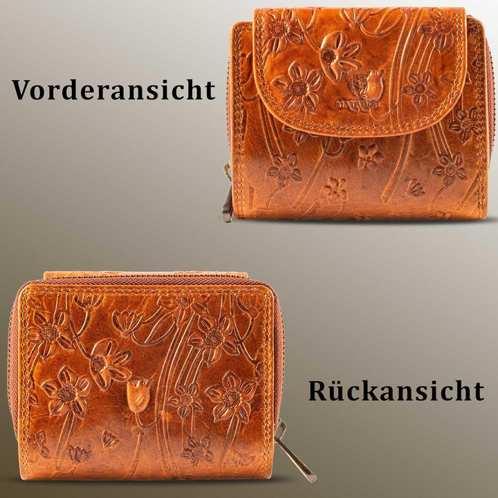 MATADOR |SARAGOSSA| RFID Blocker Leder Portemonnaie Damen| Geldbeutel Portmonee Damen mit Geschenk B