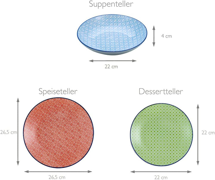 CreaTable, 10689, Serie Mediterran, Geschirrset, Teller Set 12 teilig Teller Set 12 tlg., Teller Set