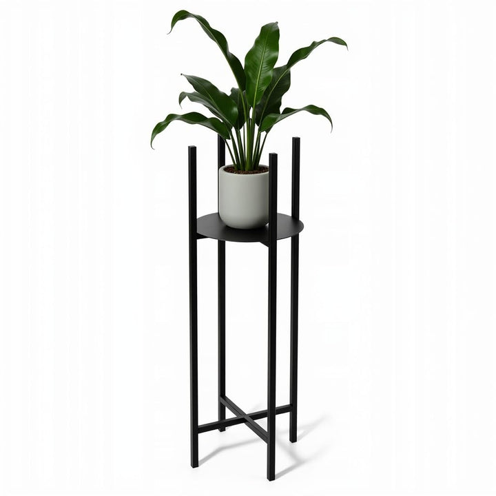 Pflanzenständer Elica - 28x28x80cm - Farbe Schwarz - für Zimmerblumen - Metallregal - Dekorativer Ti