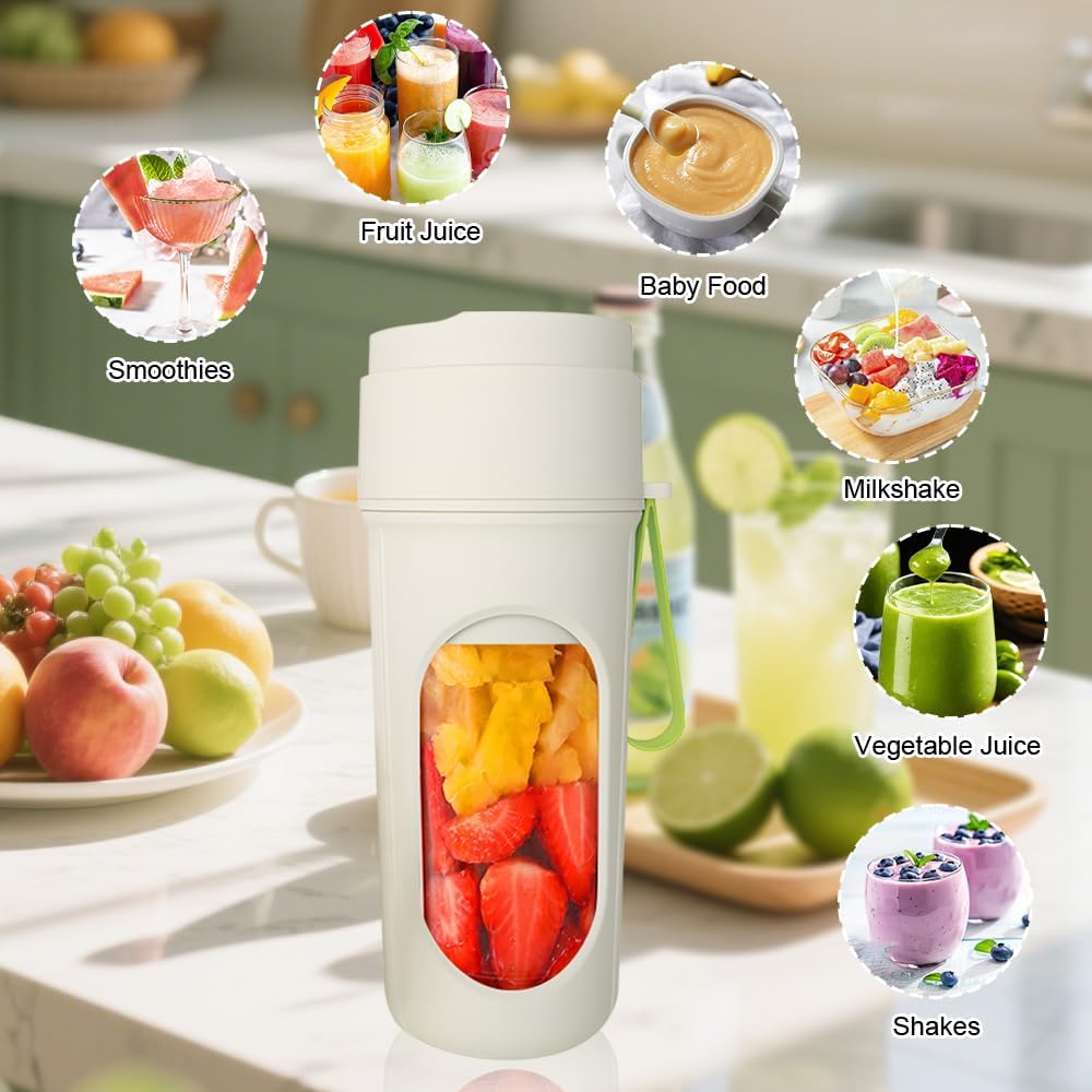 Tragbarer Mixer für Smoothie, 450ml Mixer Smoothie Maker To Go Mini Mixer to Go USB Aufladbarer Mini