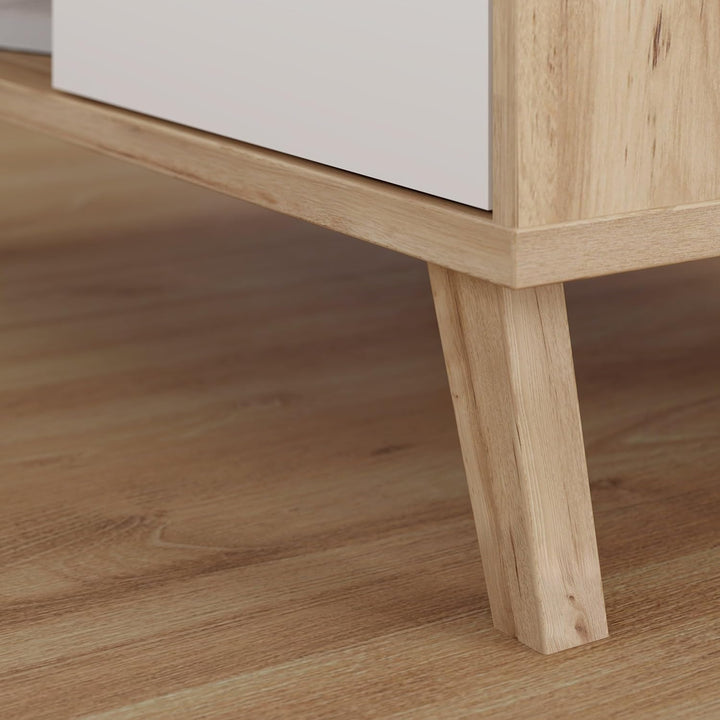Forte VANKKA Couchtisch 90, Tisch mit offenen Fächern und Schublade, Holzwerkstoff, Planked Eiche De