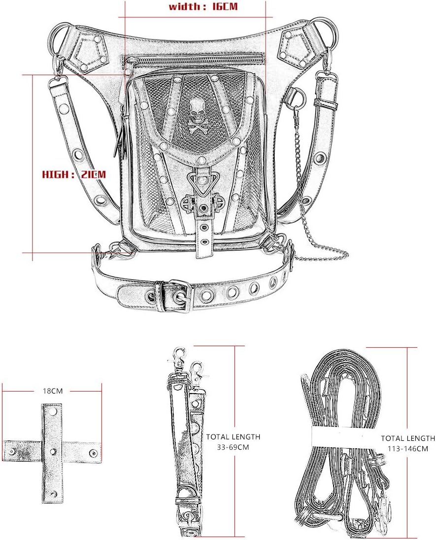Segater Gothic Steampunk Gürteltasche, Männer und Frauen Drop Beinbeutel Armpackung Bauchtasche Schu