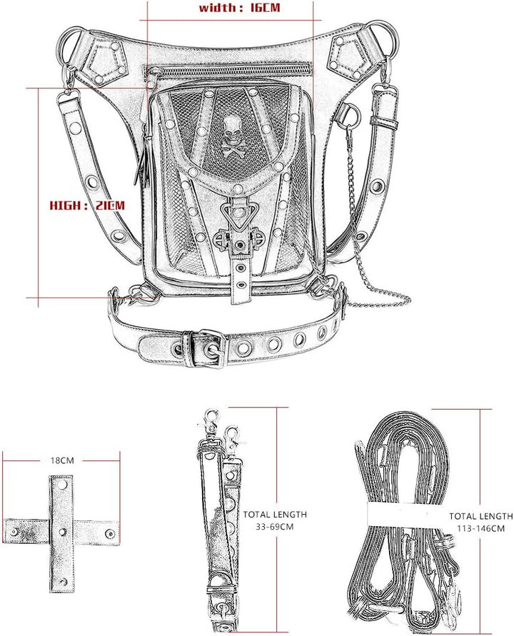 Segater Gothic Steampunk Gürteltasche, Männer und Frauen Drop Beinbeutel Armpackung Bauchtasche Schu