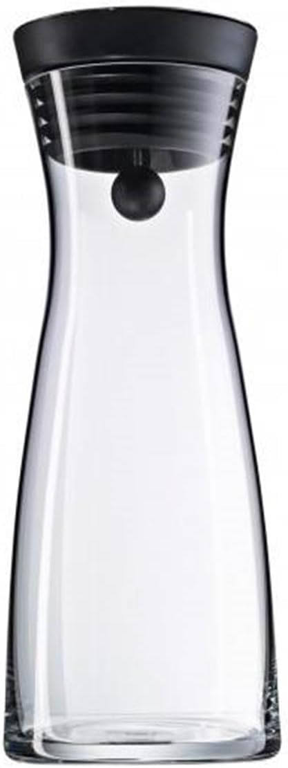 WMF Basic Wasserkaraffe 0,75l Höhe 23,7cm Glaskaraffe Karaffe CloseUp-Verschluss schwarz Glas Cromar