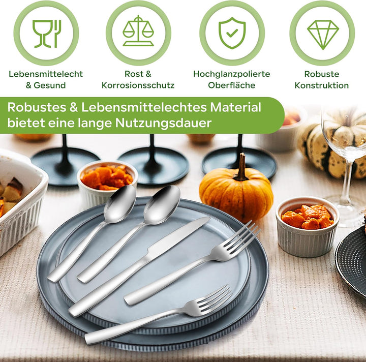 Homikit Besteck Set, 30-teilig Besteckset für 6 Personen, Edelstahl Poliert Essbesteck, Elegantes Be
