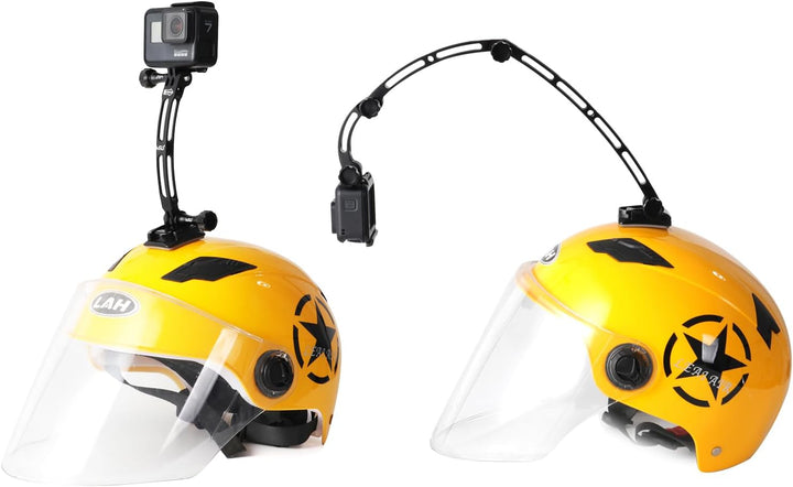 HSU Aluminium Helmet Mount Kit für GoPro, Gebogene Verlängerungsarme für Hero 12/11/10/9/8/7/6/5/4/3