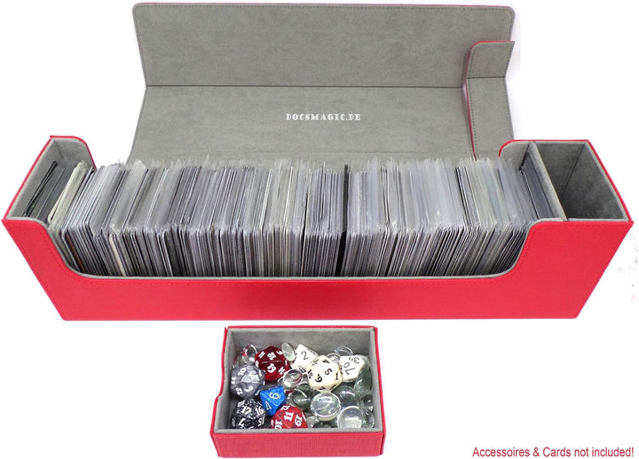 docsmagic.de Premium Magnetic Tray Long Box Red Large - Card Deck Storage - Kartenbox Aufbewahrung T
