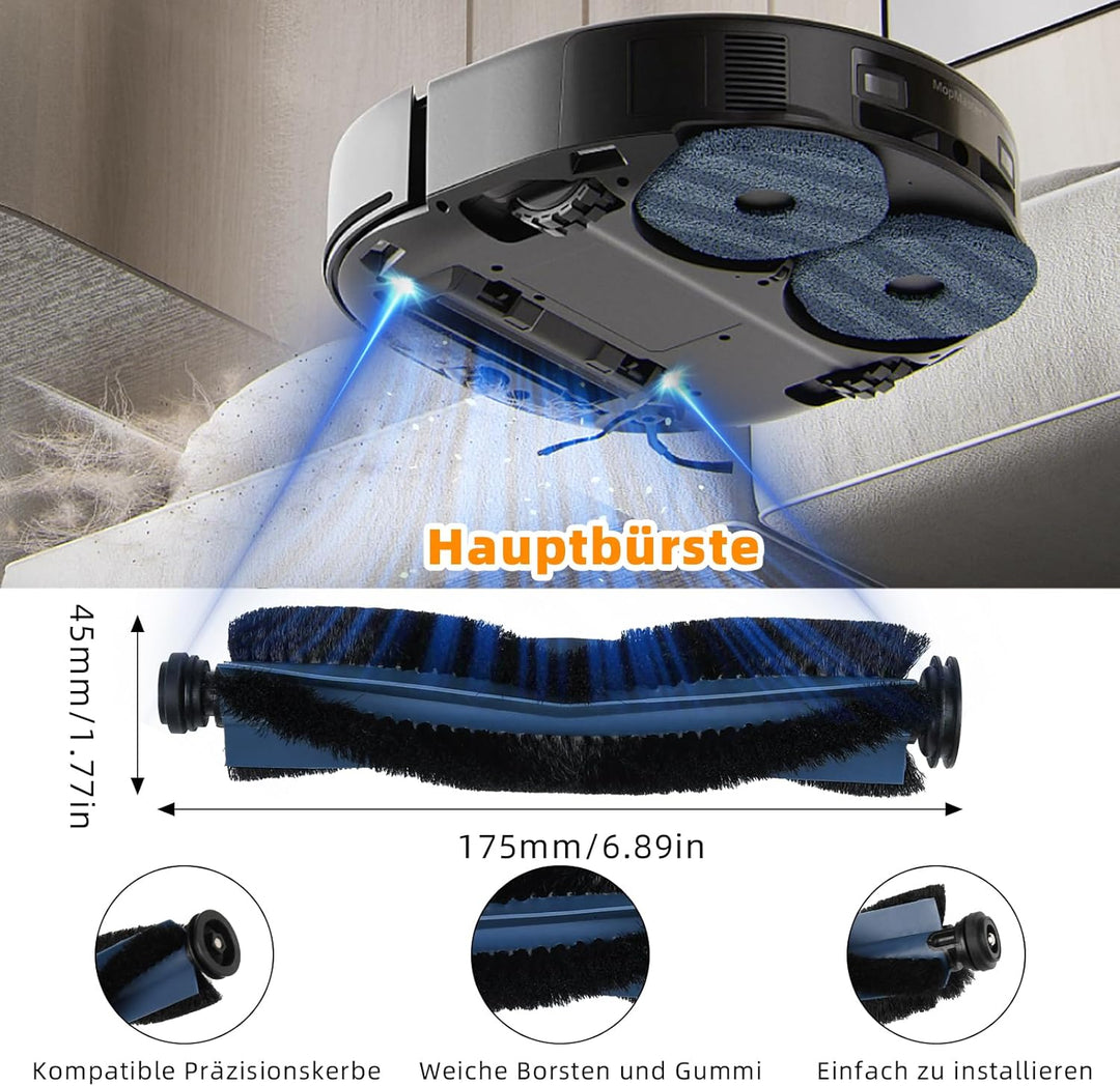 22 Stück Zubehörset für Eufy X10 Pro Omni Saugroboter, Ersatzteile Enthält 2 Hauptbürsten 4 Filter 6