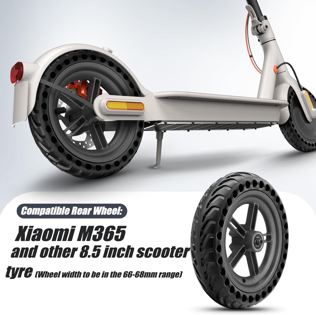 Amitor für Xiaomi M365 Hinterrad Komplett, All-in-One Vollgummireifen E Scooter 8,5 Zoll mit Felge,