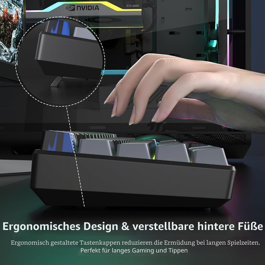 SOLIDEE Tragbare 60% mechanische Gaming-Tastatur,61 Tasten kompakte RGB Hintergrundbeleuchtung,kabel