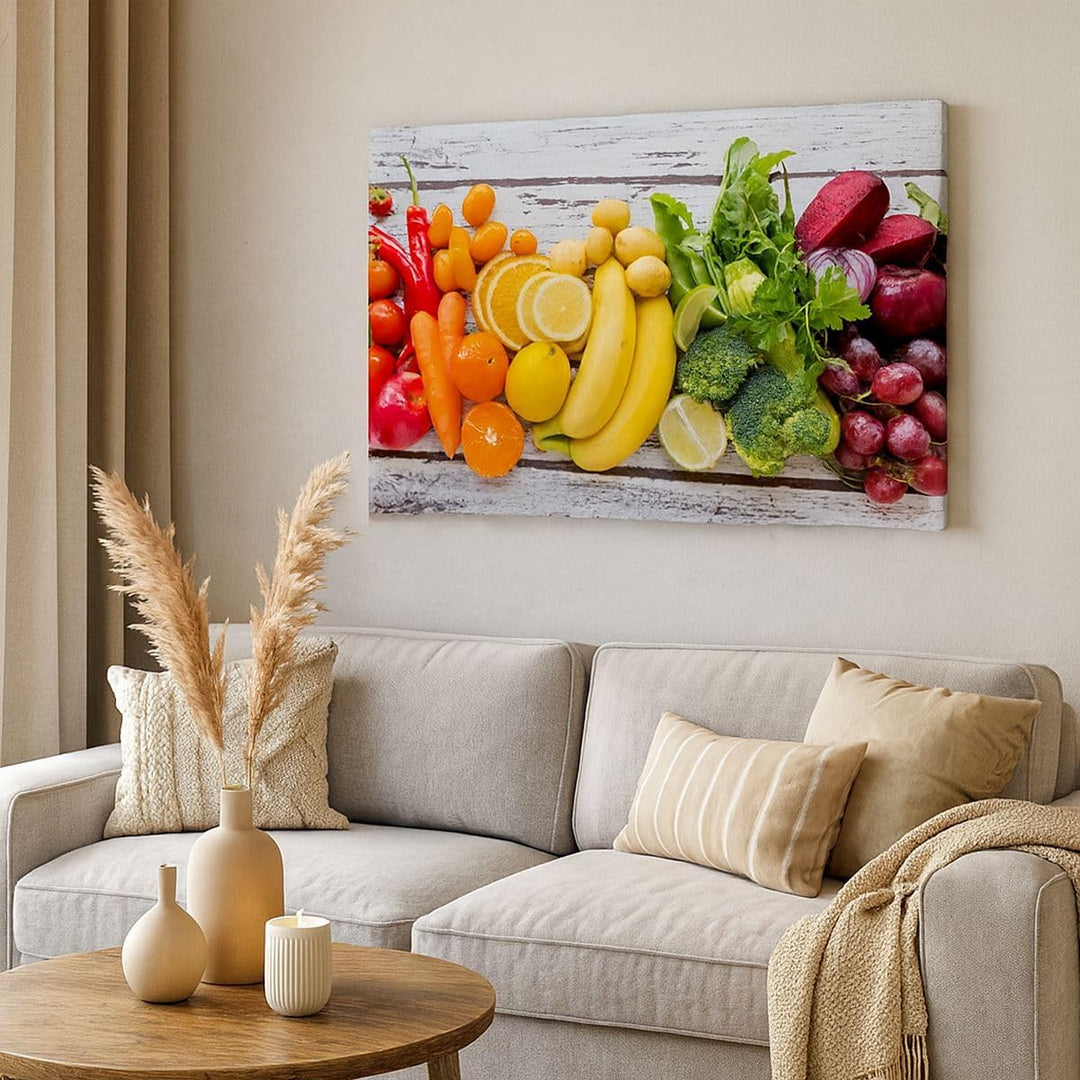 Bilder auf Leinwand Essen Gemüse Essen frisch Leinwandbild 70x50cm Wandbilder Dekoration Wohnzimmer