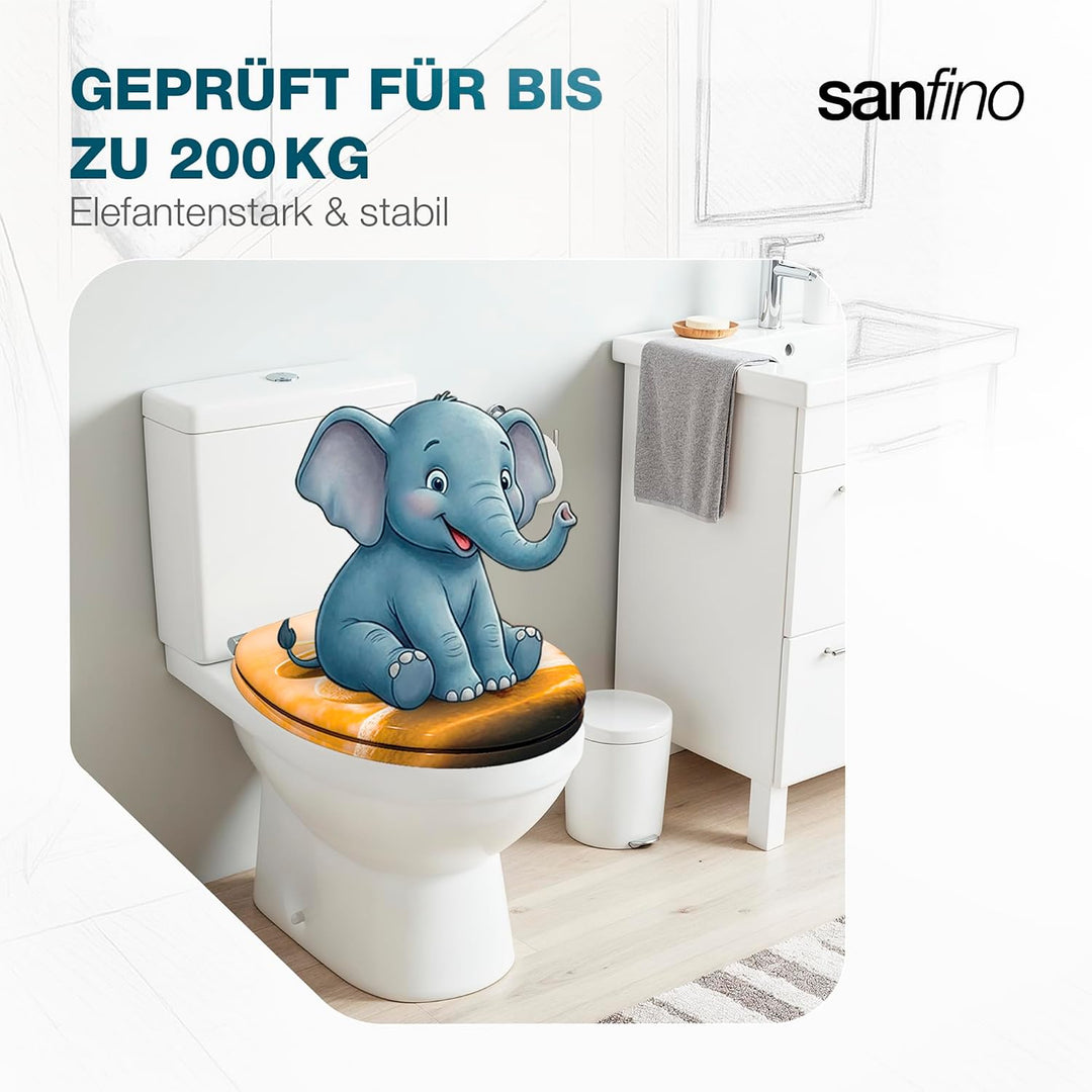 SANFINO® Premium WC Sitz mit Absenkautomatik – hochwertige Toilettendeckel aus Holz, viele bunte Mot