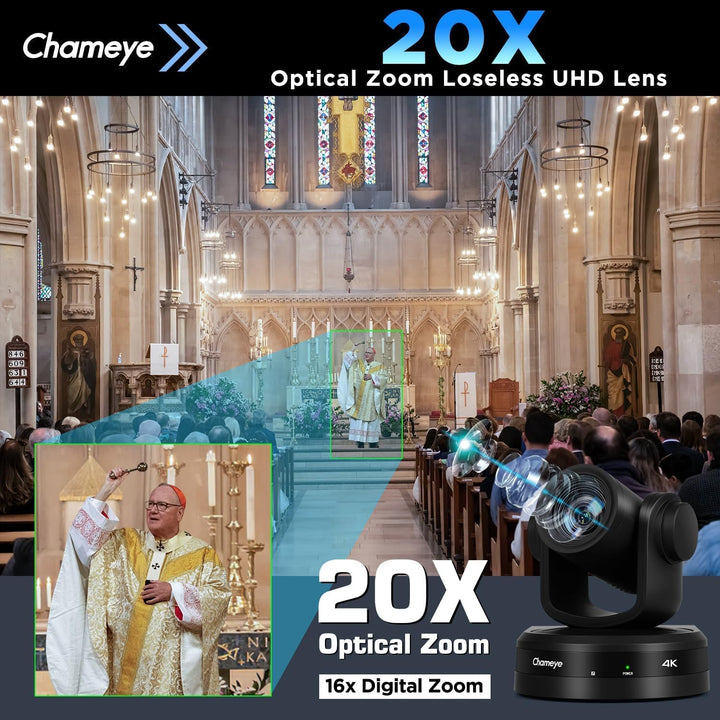 Chameye 4K 20x AI PTZ Konferenzkamera Set mit Bluetooth Konferenzmikrofon, 4K PTZ Kamera mit KI-Auto