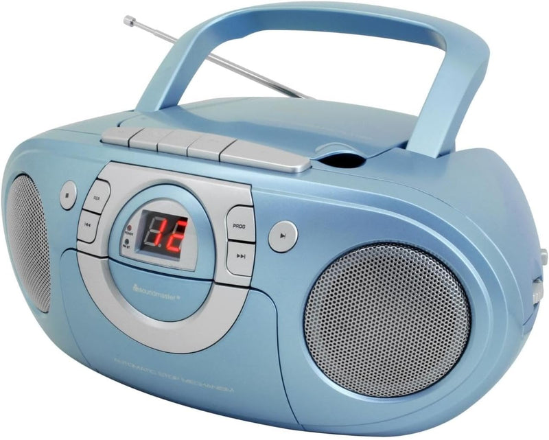 Soundmaster SCD5100BL Radio Kassettenspieler mit CD Spieler in blau, blau