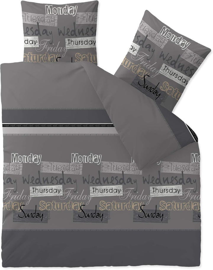 CelinaTex Touchme Biber Bettwäsche 200 x 220 cm 3teilig Baumwolle Bettbezug Carla grau anthrazit sch