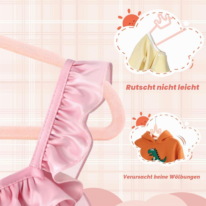 ManGotree Baby-Samtbügel, rutschfeste Filz-Kinderkleiderbügel, 32 cm Niedliche Kronenbügel für den K