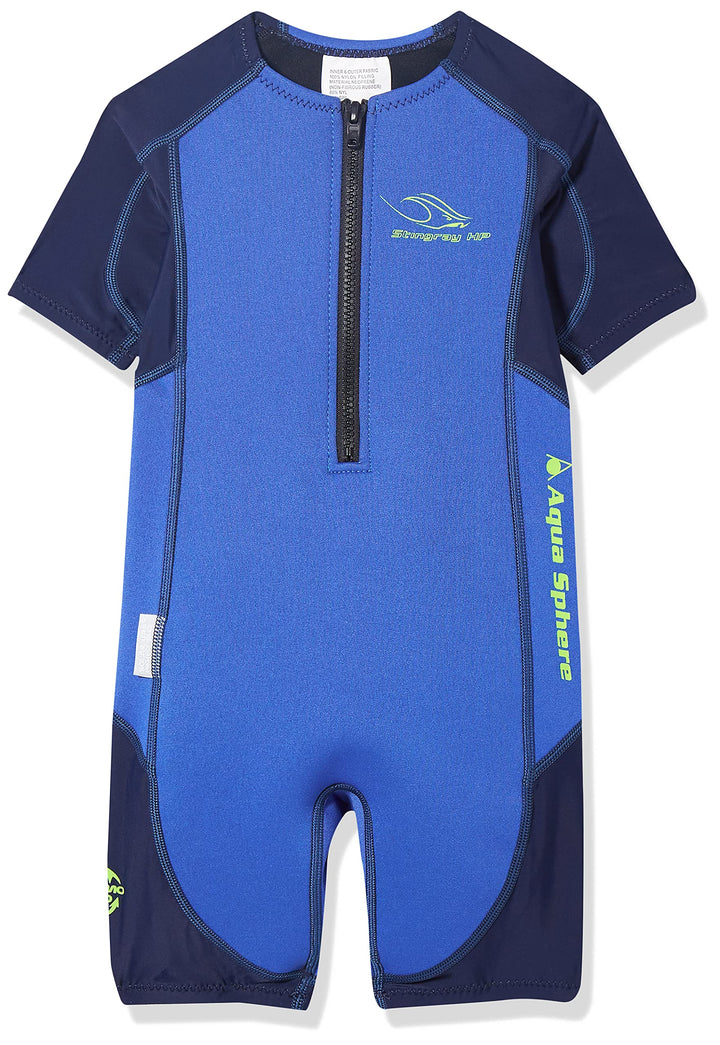 Aqua Sphere Unisex Jugend Stingray Hp Short Sleeve Wetsuit, Blau/Navy, 116 (Herstellergrösse: 6 Jahr