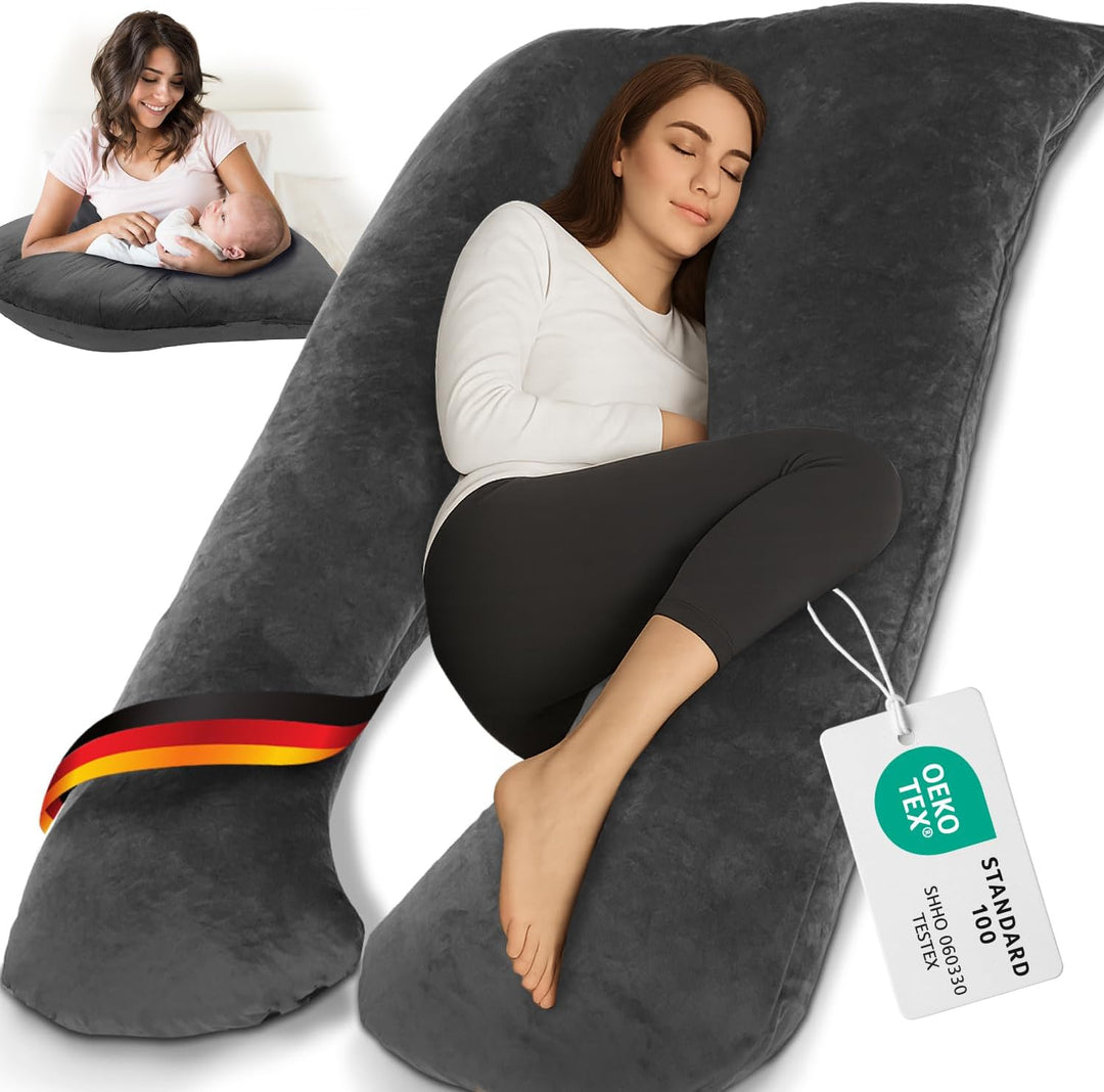maxVitalis Schwangerschaftskissen in ergonomischer U Form, Stilkissen mit abnehmbarem und waschbarem
