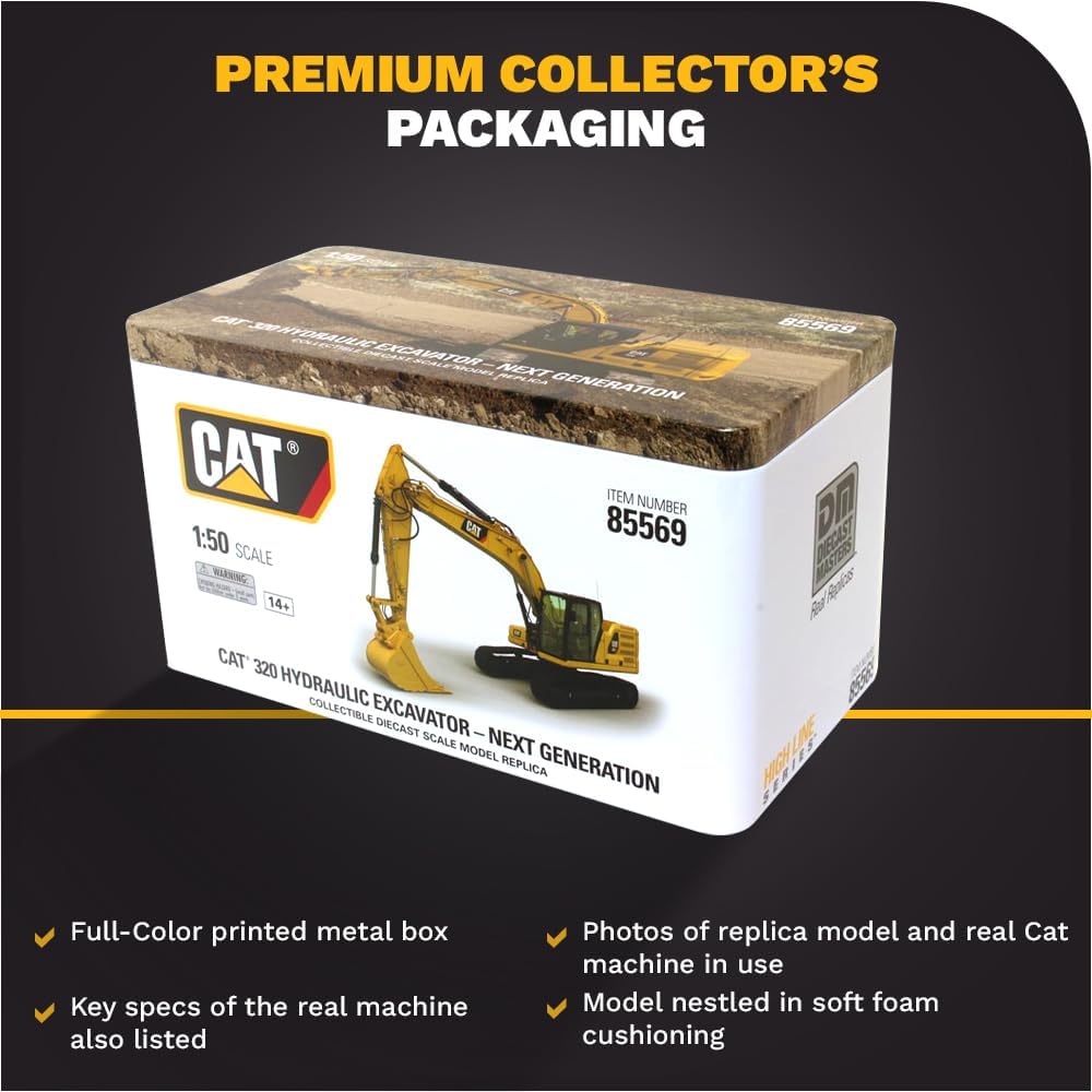 Diecast Masters 85569 - Caterpillar Bagger 320 HEX, Massstab 1:50, ca. 18,3 x 6,3 x 8 cm, ab 14 Jahr