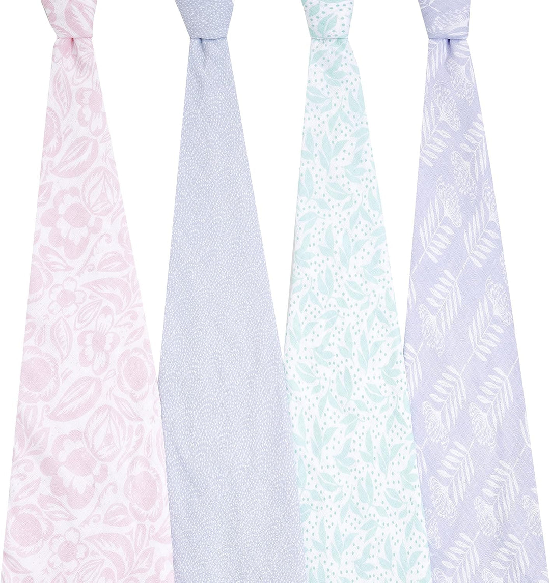aden + anais Pastell Swaddle Decke - Pack von 4 | Grosse 100% atmungsaktive Musselin -Baumwoll -Schn