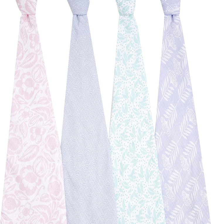 aden + anais Pastell Swaddle Decke - Pack von 4 | Grosse 100% atmungsaktive Musselin -Baumwoll -Schn