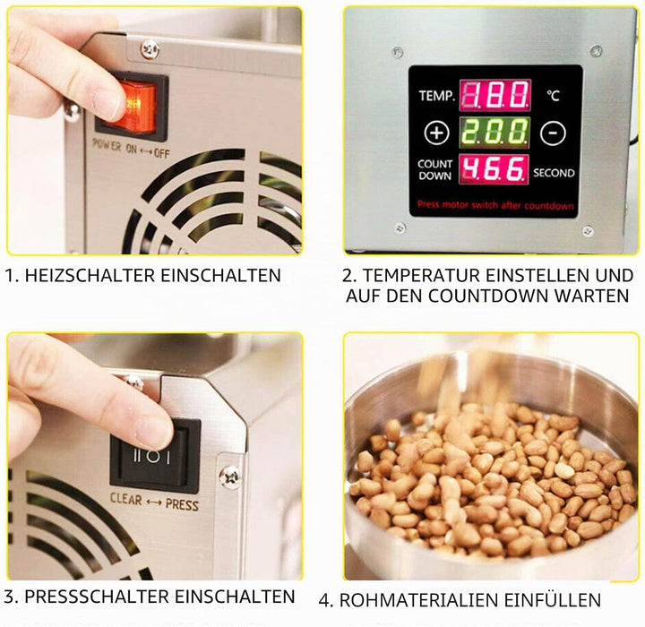 PUDLOR Automatische Ölpresse, Maschine Temperaturkontrolle Öl Extraktion Expeller Ölmühle 1500W EU-S