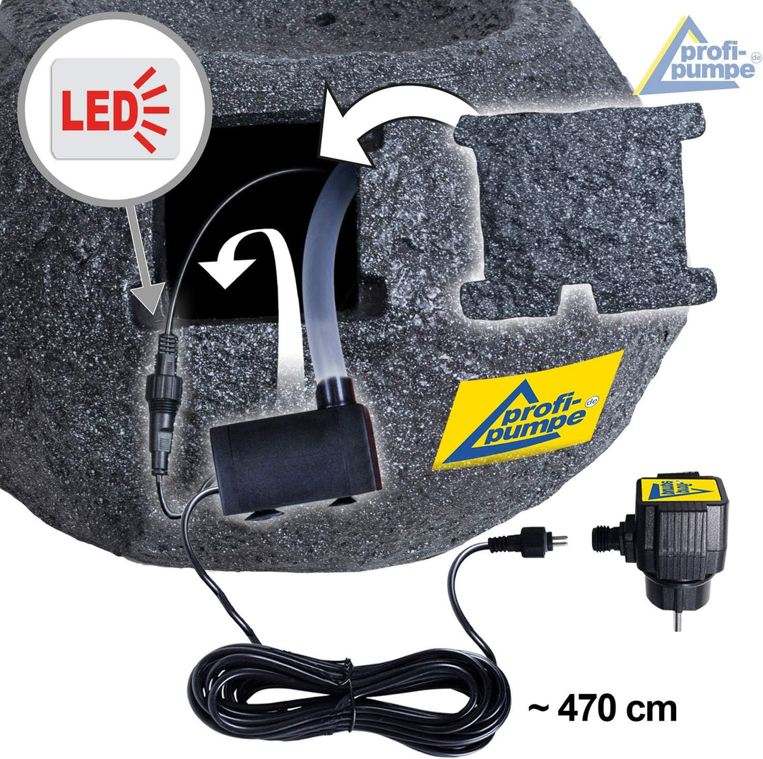 Gartenbrunnen Brunnen Zierbrunnen Zimmerbrunnen Springbrunnen Brunnen mit LED-Licht 230V Wasserfall