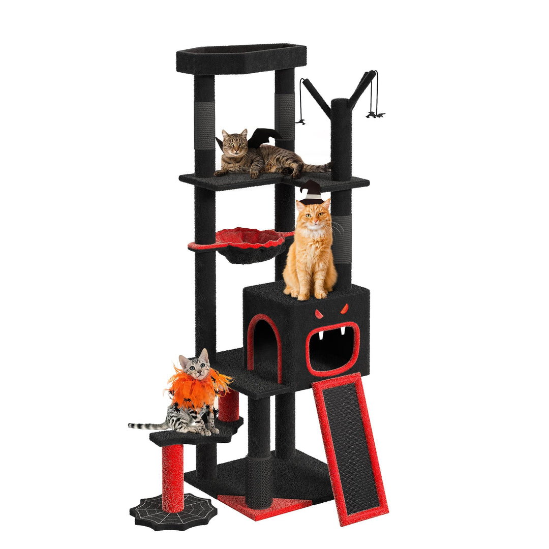 YITAHOME Gothic Kratzbaum Gross, 153cm Hoch, XL Grosse Katzen Stabil mit 4 Sisalsäule, 1 Kratzbrette