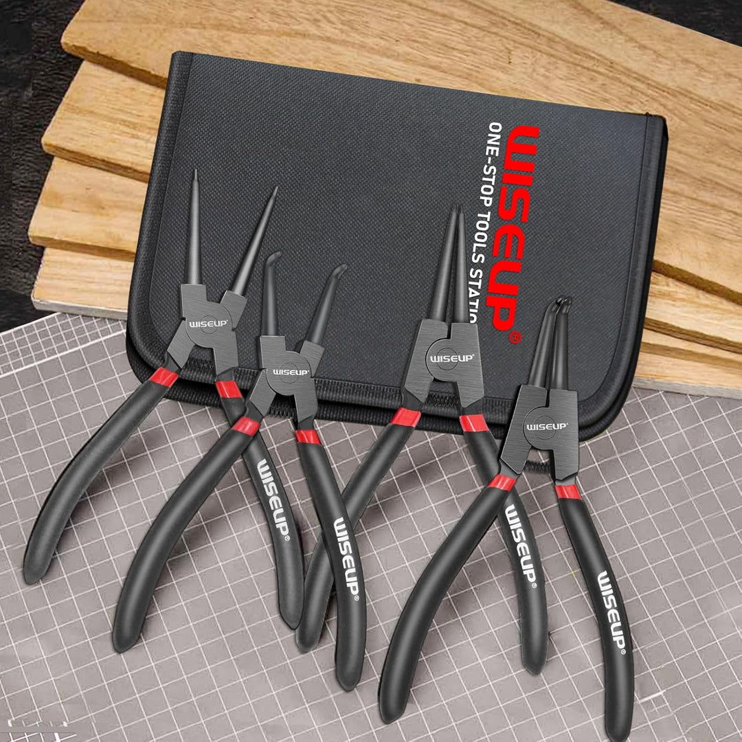 WISEUP Sicherungsringzangen, 170mm Gerade interne und externe Sprengringzangen, industrieller Kohlen