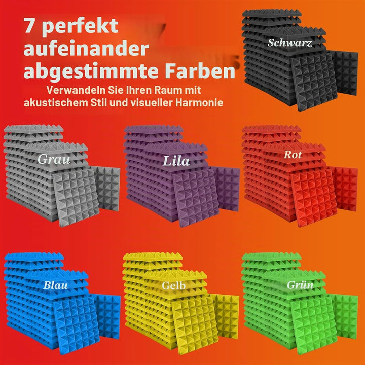 Akustikschaumstoffplatten, 30 x 30 x 5 cm, schalldichte Pyramiden-Schallschutzplatten für Wände, hoc