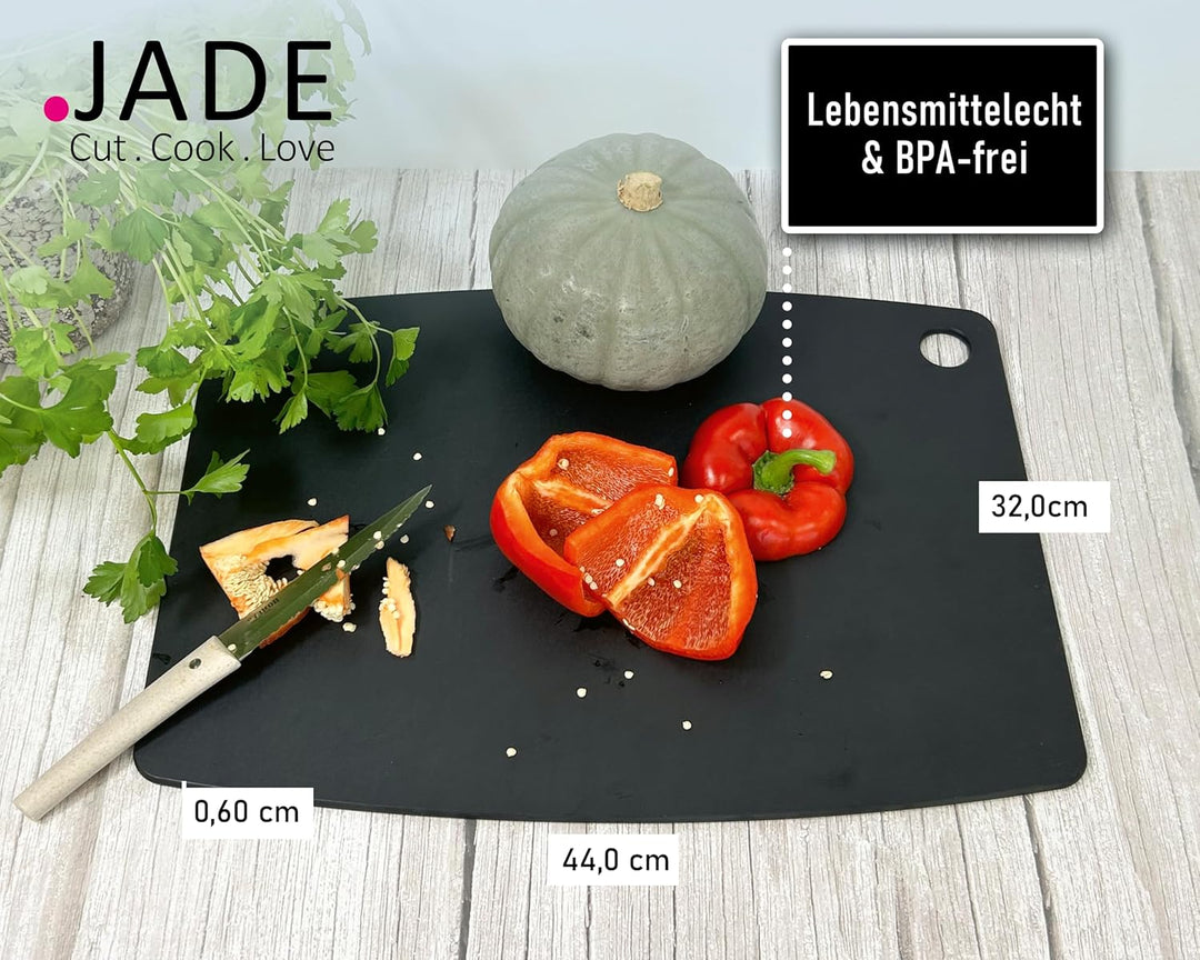 JADE Schneidebrett Gourmet Kitchen mit Aufhängeöse (44 x 32,5 cm) - Zellulose-Laminat, schwarz - spü