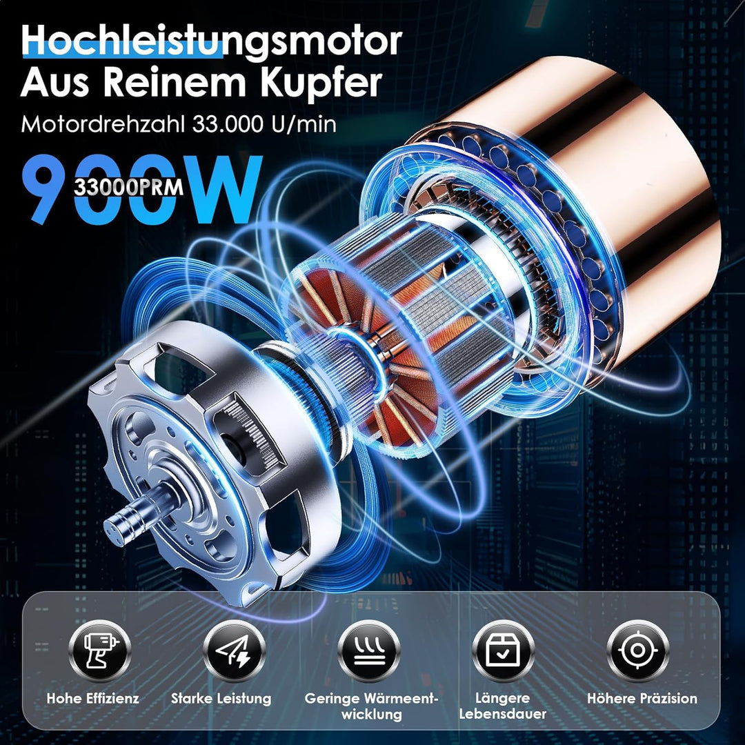 Akku Oberfräse für Makitta18V Akku für 6.35mm+8mm Spannzange,900W kantenfräseTrimmer Set mit 15 Stüc