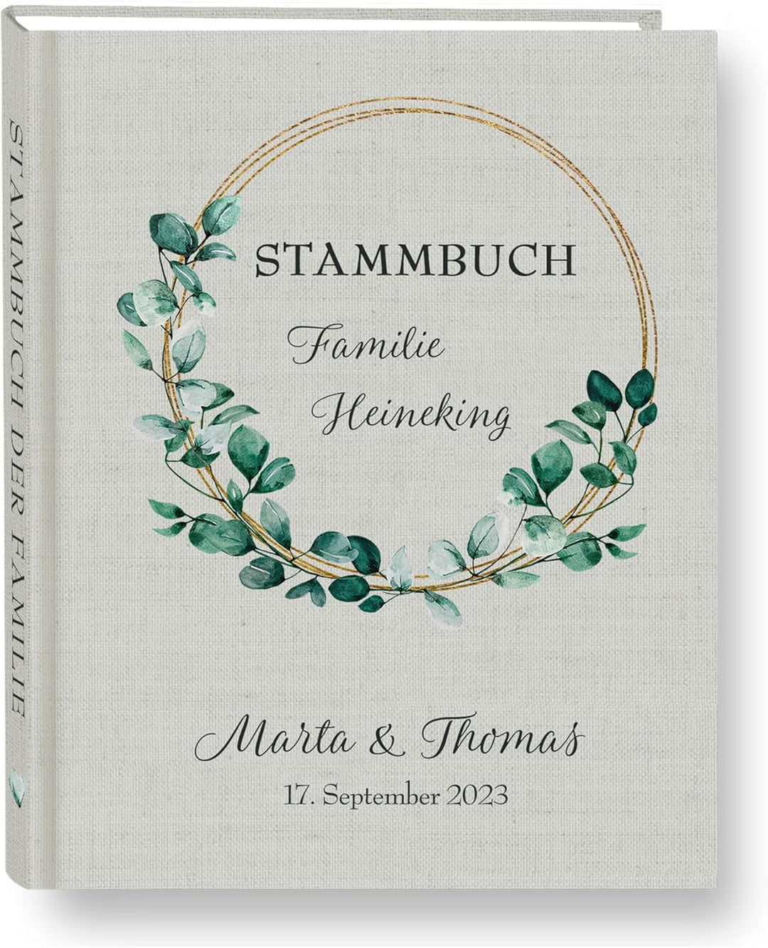 Stammbuch der Familie personalisiert Eukalipto grau o. beige A4 ca. 24 x 31 cm Familienstammbuch Euk