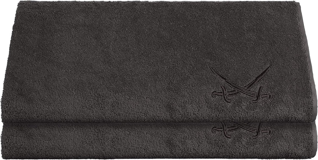 Sansibar Badetuch 2er Set 90x180 cm 100% Baumwolle mit gesticktem Säbel Logo Strandtuch Saunatuch An