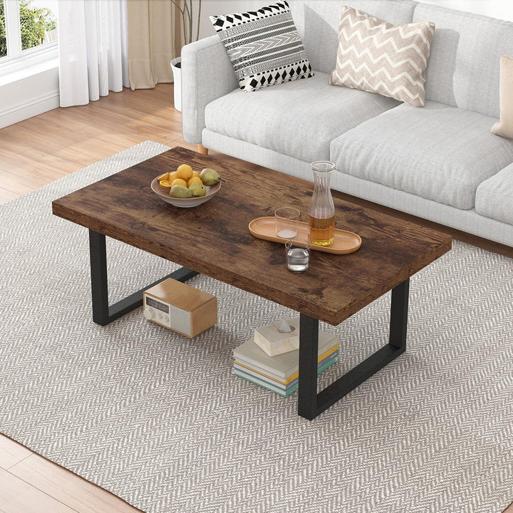 IBF Rustikaler Braun Couchtisch, Industrieller Schlichter Wohnzimmertisch, moderner minimalistischer