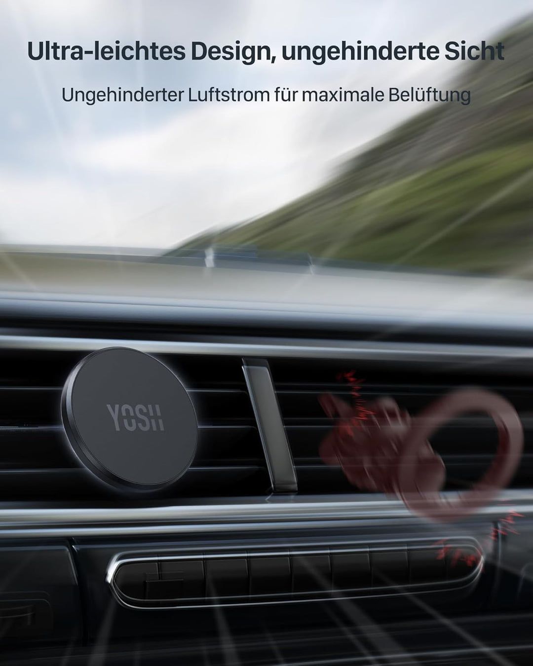 YOSH Handyhalterung Auto für MagSafe, Magnetische Kfz Handyhalter für Lüftung-[Keine Interferenz mit