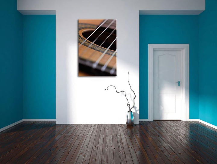 Pixxprint Gitarrensaiten Musik als Leinwandbild/Grösse: 100x70 / Wandbild/Kunstdruck/fertig bespannt