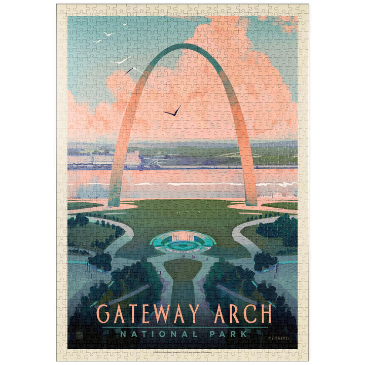 Gateway Arch National Park: Bird's-Eye View, Vintage Poster - Premium 1000 Teile Puzzle - MyPuzzle S