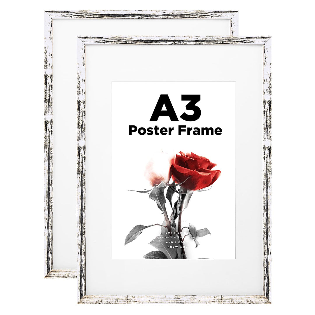 Egofine Bilderrahmen A3, Holzrahmen Rahmen A3 mit Acrylglas Passepartout für Fotos DIN A4,Zertifikat