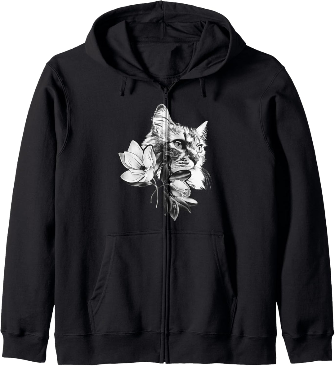 Schöne Katze mit Magnolien Blumen Kapuzenjacke