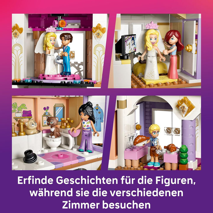 LEGO Friends Das Grandhotel von Heartlake City - Miniatur Modell mit 6 Minifiguren, 2 Tierfiguren &amp;