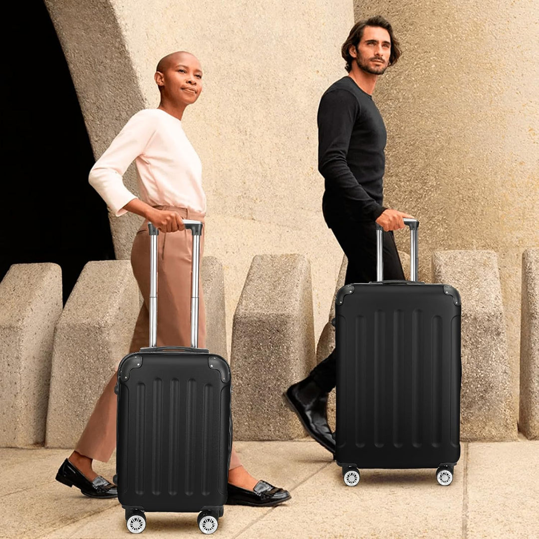JOROBURO Kofferset 3 Teilig, ABS Hartschalenkoffer Set,Trolley Koffer mit 4 x 360°Drehbaren Rollen u