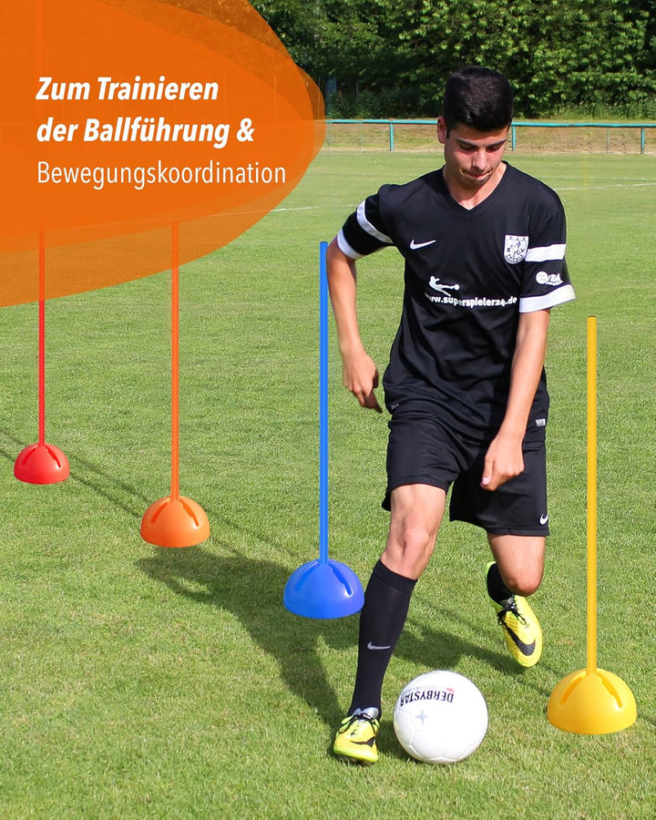 Kombi-X-Standfuss aus Kunststoff &amp; Slalomstange 100 cm – 4er Set – befüllbarer Standfuss – Stange fü